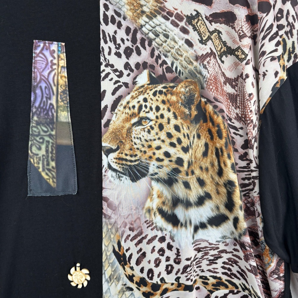 Lee Andersen Tunic Top Womens O/S Leopard Patchwork Art to Wear - Picture 4 of 9